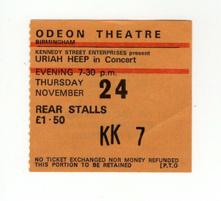 Uriah Heap Ticket Vintage Innocent Victim Tour Odeon Theatre Birmingham 1977 front