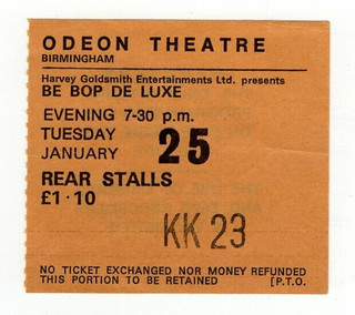 Be Bop Deluxe Ticket Modern Muse Tour Birmingham 1977 front