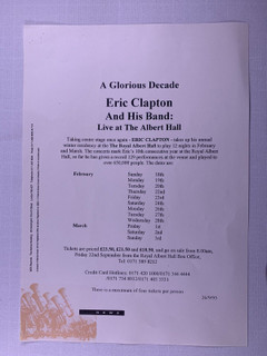 Eric Clapton Press Release Original Wea Records Albert Hall 1995 front