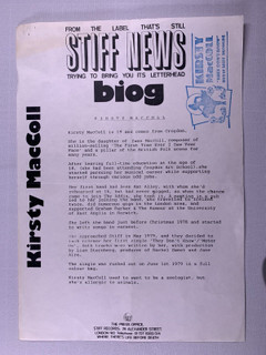 Kirsty MacColl Press Release Original Stiff News Biography They Don't Know 1978 Front