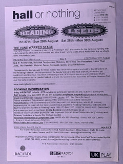 Red Hot Chilli Peppers Blur Charlatans Press Release Reading Leeds Festival 1999 front