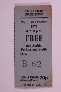 Free Ticket Official Vintage The Dome Brighton October 1972 front