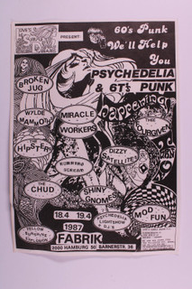 Psychedelia And 6T's Punk Flyer Fabrik Hamburg Germany 1987 front