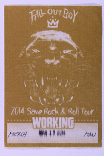 Fall Out Boy Pass Original Save Rock & Roll Tour Manchester 2014 Front