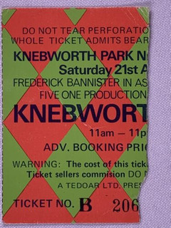 Lynyrd Skynyrd Rolling Stones Ticket Vintage Original Knebworth Park 1976 #1 front