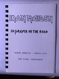 Iron Maiden Itinerary Original No Prayer On The Road Tour North America 1991 front