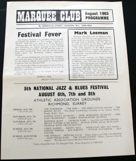 The Yardbirds, The Who, The Animals, The Moody Blues Flyer Marquee August 1965 front