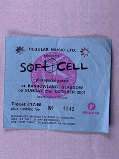 Soft Cell Ticket Original Tainted Love Tour Barrowland Glasgow 2001 front