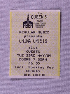 China Crisis Ticket Original Queens Hall  Edinburgh 1989 front