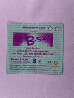 B-52's Ticket Original Concert Barrowland Glasgow 1992 front