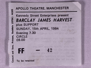 Barclay James Harvest Ticket Victims Of Circumstance Tour Manchester 1984 Front