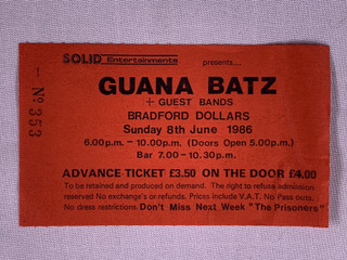 Guana Batz Ticket Original Bradford 1986 front