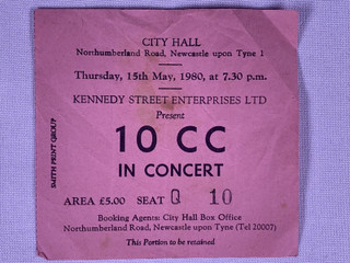10CC Ticket Original World Tour Newcastle 1980 front