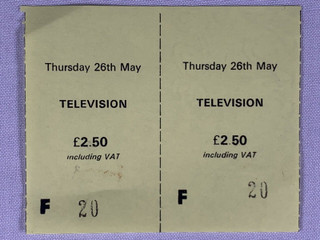 Television Ticket Stubs Original Manchester 1977 front