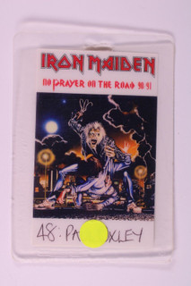 Iron Maiden Ticket Pass Original VIP No Prayer On The Road Tour 1990/91 front