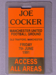 Joe Cocker Pass Ticket Original Manchester 1991 front