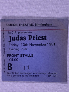 Judas Priest Ticket Original World Wide Blitz Tour Birmingham 1981 front