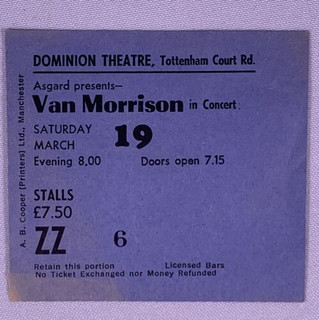 Van Morrison Ticket Vintage Original Dominion Theatre London 1983 Front