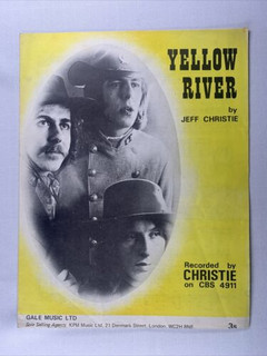 Jeff Christie Sheet Music Original Gale Music Ltd CBS Records Yellow River 1969 front
