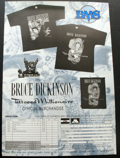 Iron Maiden Bruce Dickinson Flyer BMS Tattooed Millionaire Merchandise 1990m front