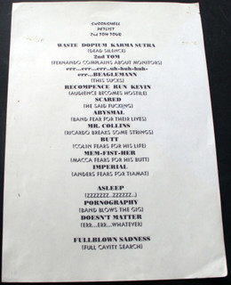 Moonspell Set List Official Vintage 2econd Skin Tour America 1998 front