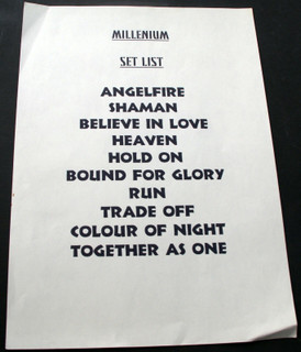 Millenium Set List Original Vintage Circa Early 2000s front