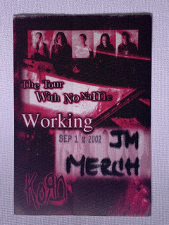 Korn Pass Ticket Original The Tour With No Name Manchester 2002 front