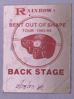 Deep Purple Rainbow Pass Ticket Original Bent Out Of Shape Tour California 1983 front