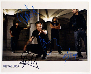 Metallica Signed Photo x 4 James Hetfield Dwarf Hypnotism A Speciality Front