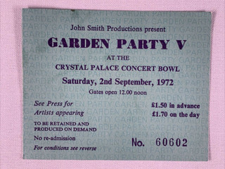 Yes Jon Anderson Garden Party V Ticket Original Crystal Palace Concert Bowl 1972 front