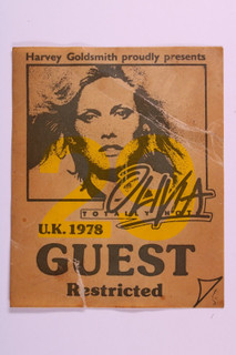 Olivia Newton-John Grease Ticket Pass Original Totally Hot UK Tour 1978 front