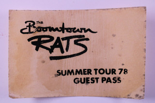 The Boomtown Rats Pass Ticket Original Vintage Guest Pass Summer Tour 1978 Front