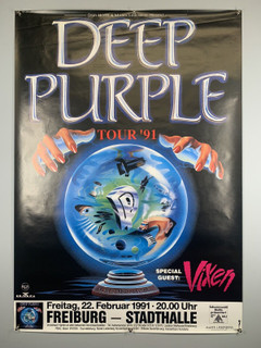 Deep Purple Poster Original Promo Slaves And Masters Tour Freiburg Germany 1991 front
