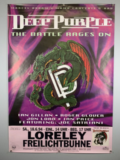 Deep Purple Joe Satriani Poster Original Promo Battle Rages On Tour Germany 1994 front