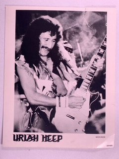 Uriah Heep Mick Box Photo Vintage Black and White Promo July 1989 front