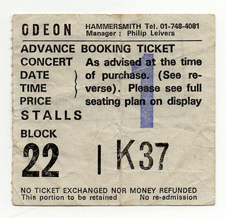 OMD Orchestral Manoeuvres in the Dark Ticket Vintage Hammersmith London 1981 Front