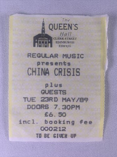 China Crisis Ticket Original Queens Hall Edinburgh 1989 front