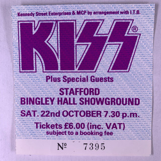 Kiss Gene Simmons Ticket Original Vintage Lick It Up Tour Stafford October 1983 front