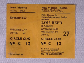 Lou Reed Ticket Complete Original Rock And Roll Heart Tour London 1977 front