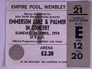 Emmerson Lake and Palmer ELP Ticket Vintage Someone Get Me A Ladder Tour 1974 #2 front