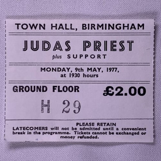 Judas Priest Ticket Original  Sin After Sin UK Tour Birmingham 1977 front