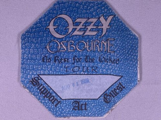 Ozzy Osbourne Ticket Pass Original No Rest For The Wicked Tour Irvine CA 1989 front