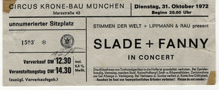 Slade Signed Ticket Original Vintage Circus Krone Munich 1972 front