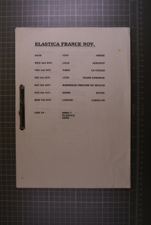 Elastica Itinerary Original Vintage France Tour November 1994 Front
