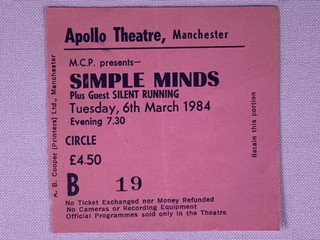 Simple Minds Ticket Vintage Original Tour Du Monde Manchester Apollo March 1984 Front