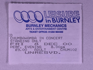 Chumbawamba Ticket Vintage Original UK Tour Burnley Mechanics December 2000 Front