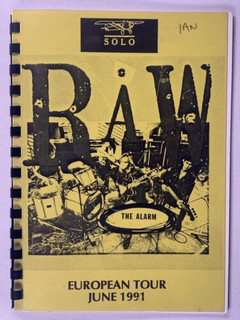 The Alarm Itinerary Original Vintage Raw European Tour June 1991 Front