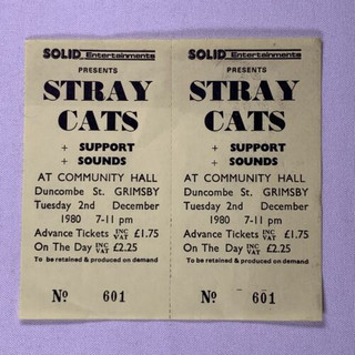 Stray Cats Ticket Complete Original Vintage Gimsby Town Hall December 1980 front