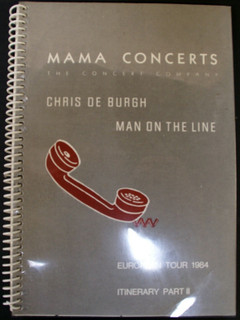 Chris De Burgh Itinerary Original Man On The Line European Tour 1984 Front