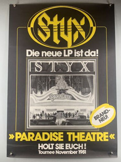 Styx Poster Vintage Original Promo A & M Records German Paradise Theatre 1981